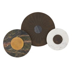 Rhodes Wall Plaques, Set of 3 6979 - mixed marble with antique brass
