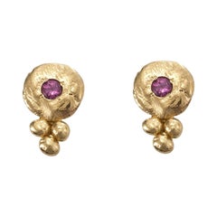 Rhodia Studs, 14 Karat Yellow Gold