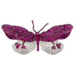 Used Rhodium Finish Sterling Silver Fine Gem Set Cubic Zirconia Butterfly Brooch
