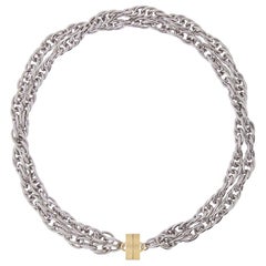 Rhodium Links Double Strand Necklace