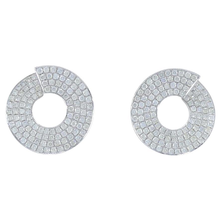 Rhodium-Plated 14K White Gold Diamond Circular Earrings