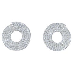 Rhodium-Plated 14K White Gold Diamond Circular Earrings
