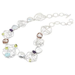 Rhodium Plated 925 Sterling Silver Sea Shell Cameos Necklace