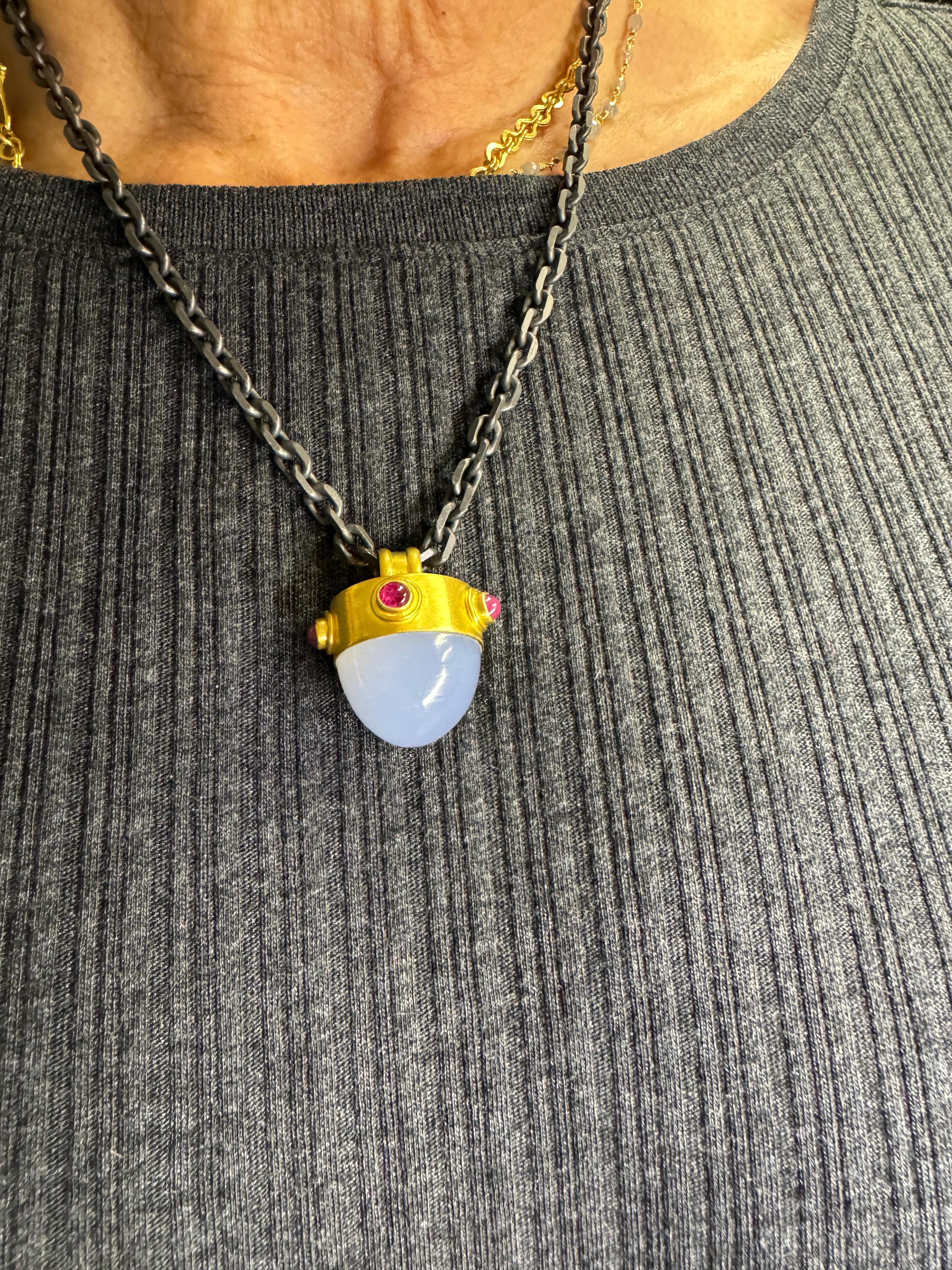 Catena rodiata in argento sterling con terminali e gancio in oro 20 carati in vendita 2