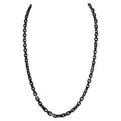 Catena rodiata in argento sterling con terminali e gancio in oro 20 carati