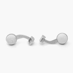 Rhodium Plated Guilloche Sphere Cufflinks with Lapis