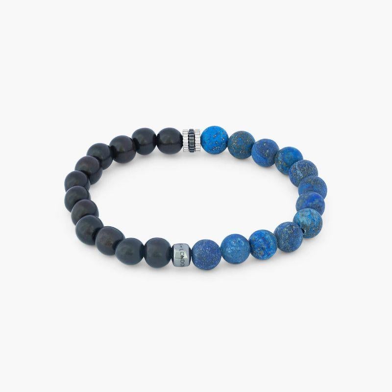 Rhodium Plated Sterling Silver Gear Trio Bracelet With Lapis, Size S

These chunky bracelets, inspired by nature, are perfect for stacking, featuring expertly crafted mini gears that split this style between ebony wood beads and our classic