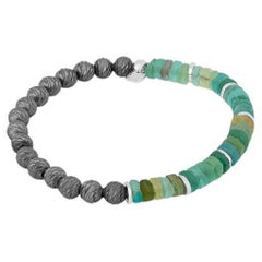 Rhodium versilbert Sterlingsilber Graffiato Oceana Armband mit römischem Glas, Größe S