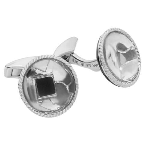 Rhodium Plated Sterling Silver Lunar Meteorite Cufflinks, Limited Edition For Sale