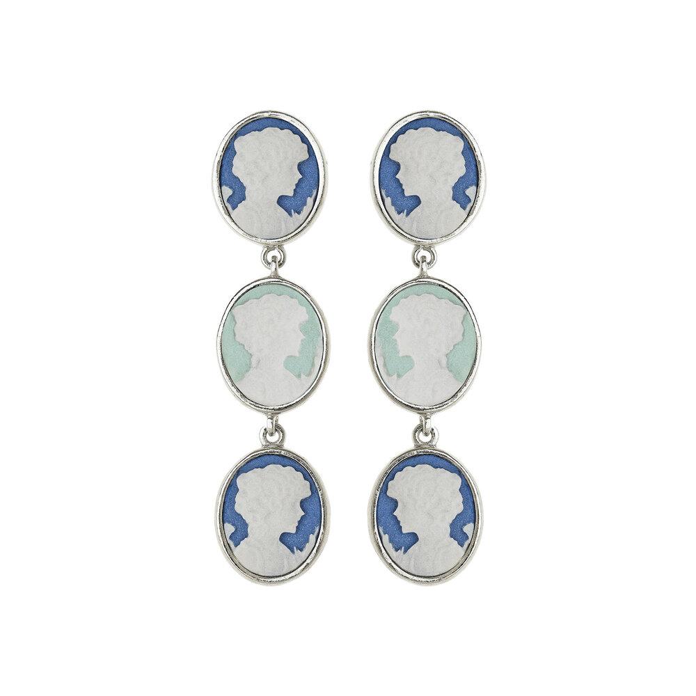 Rhodium Plated Sterling Silver Neoclassical Ladies Earrings