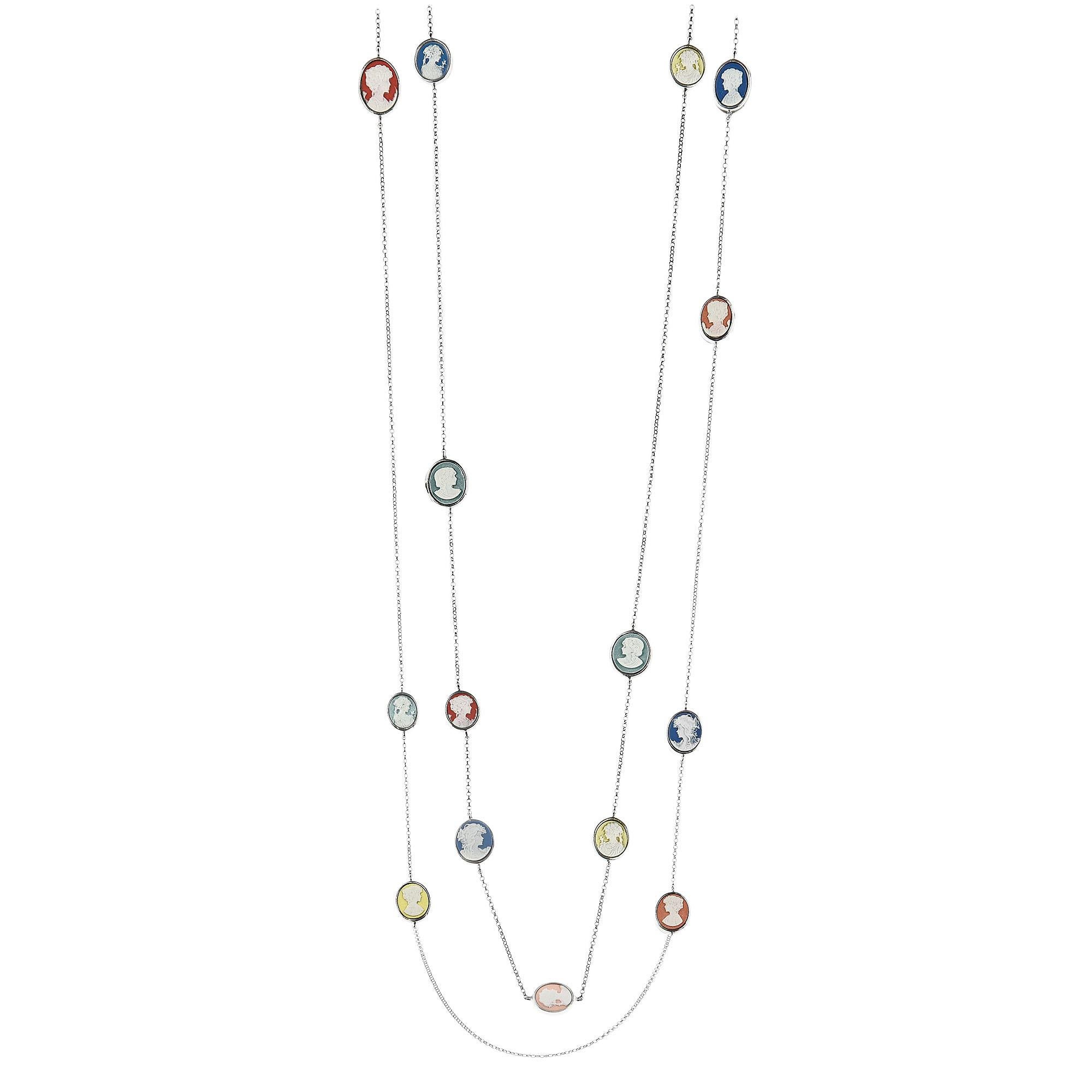Rhodium Plated Sterling Silver Neoclassical Ladies Necklace In New Condition For Sale In Mogliano Veneto, Veneto