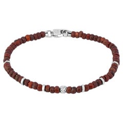 Rhodium Plated Sterling Silver Nodo Bracelet with Rainbow Jasper, Size M