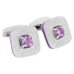 Rhodium Plated Sterling Silver Refratto Cufflinks with Ametrine