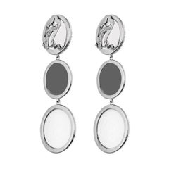 Rhodium Plated Sterling Silver Rosa Earrings in Black and White