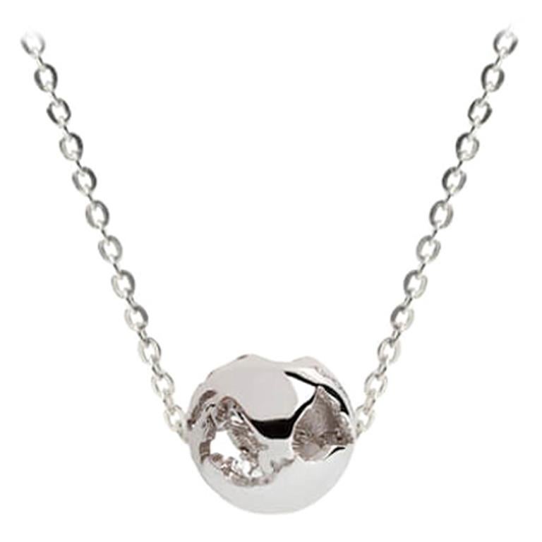 Rhodium Small Charm of the World Necklace by Cristina Ramella For Sale