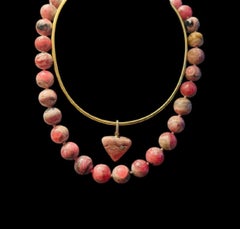Rhodochrosite & 14k Gold Beaded Ball Necklace