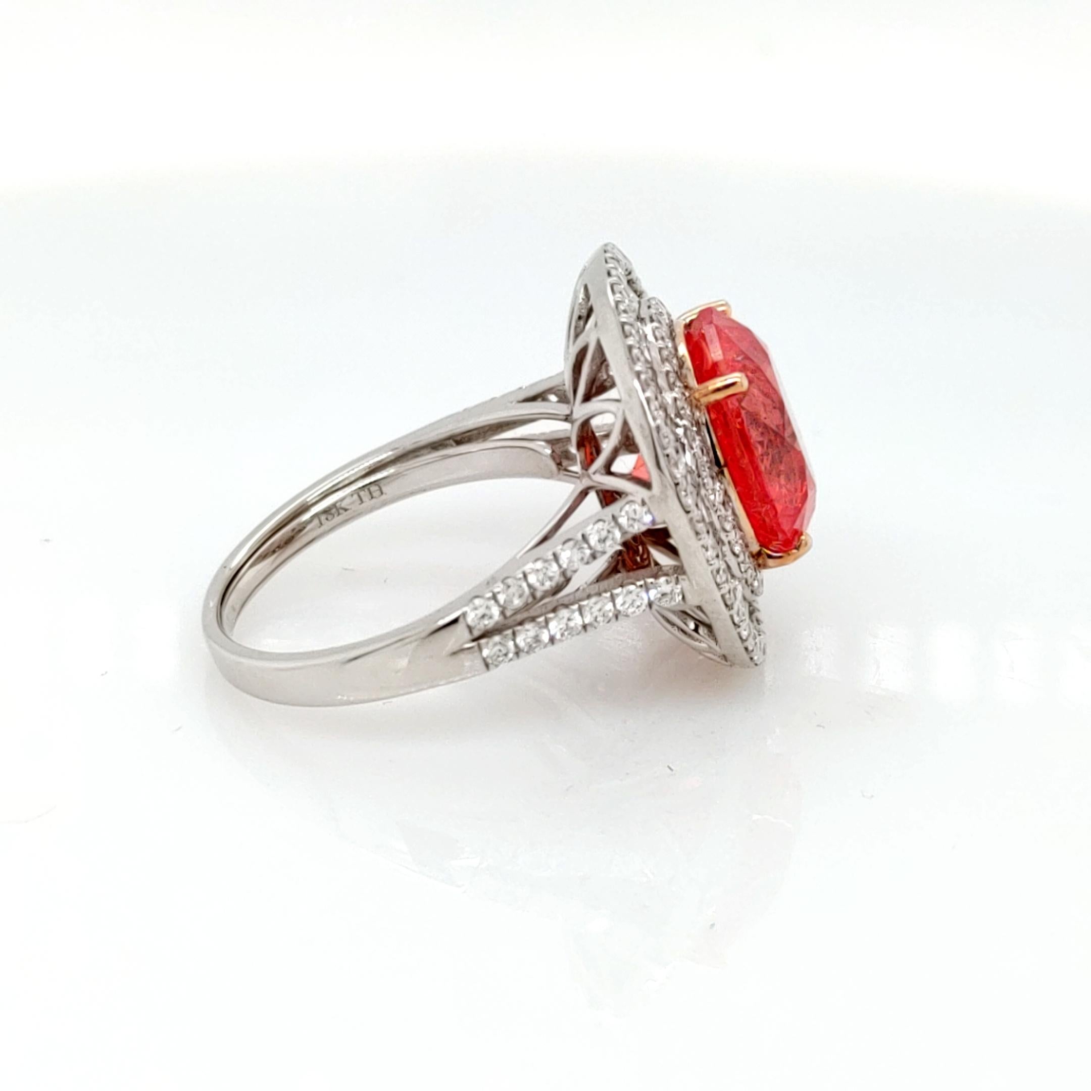 For Sale:  Rhodochrosite and Diamond Halo Ring  2