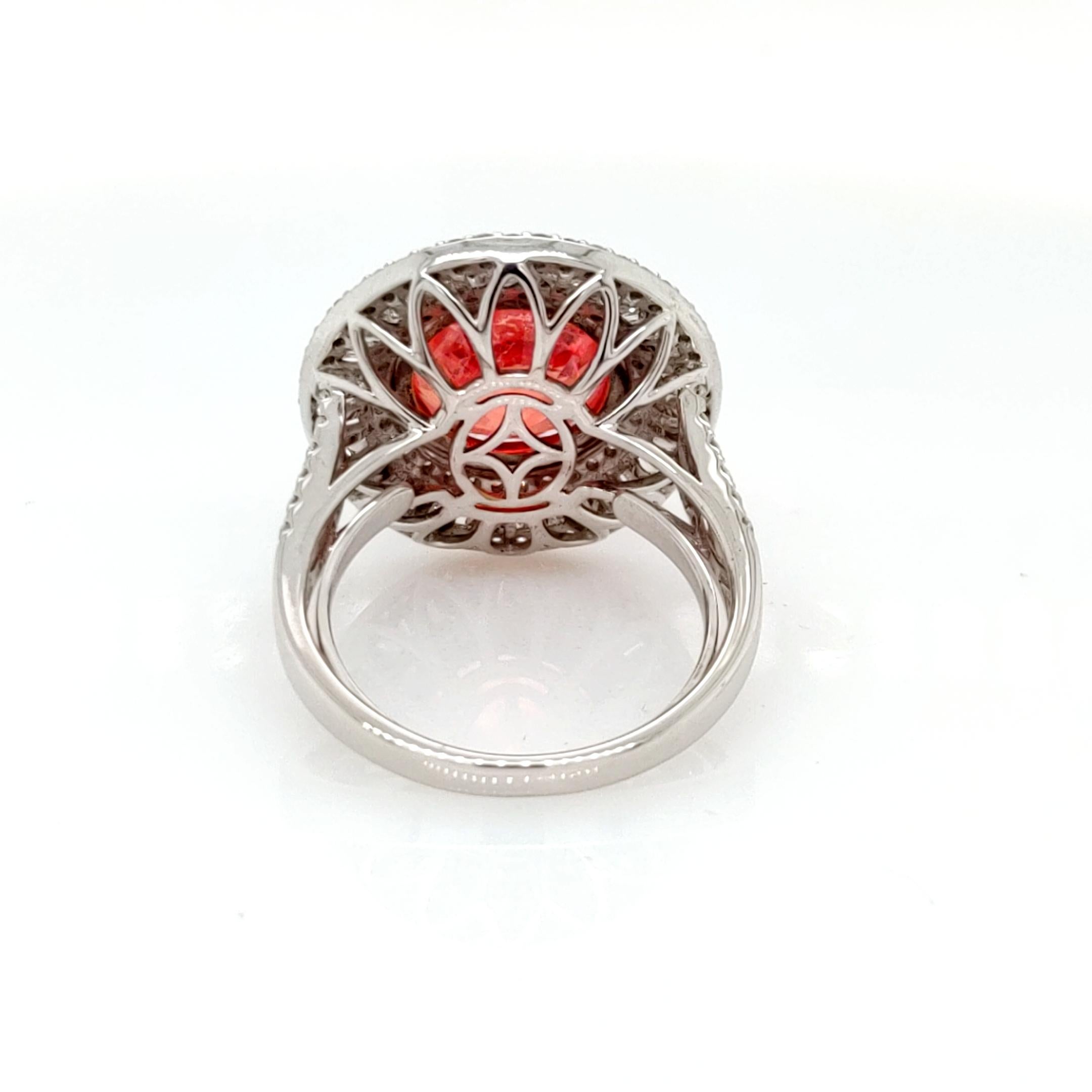 For Sale:  Rhodochrosite and Diamond Halo Ring  3