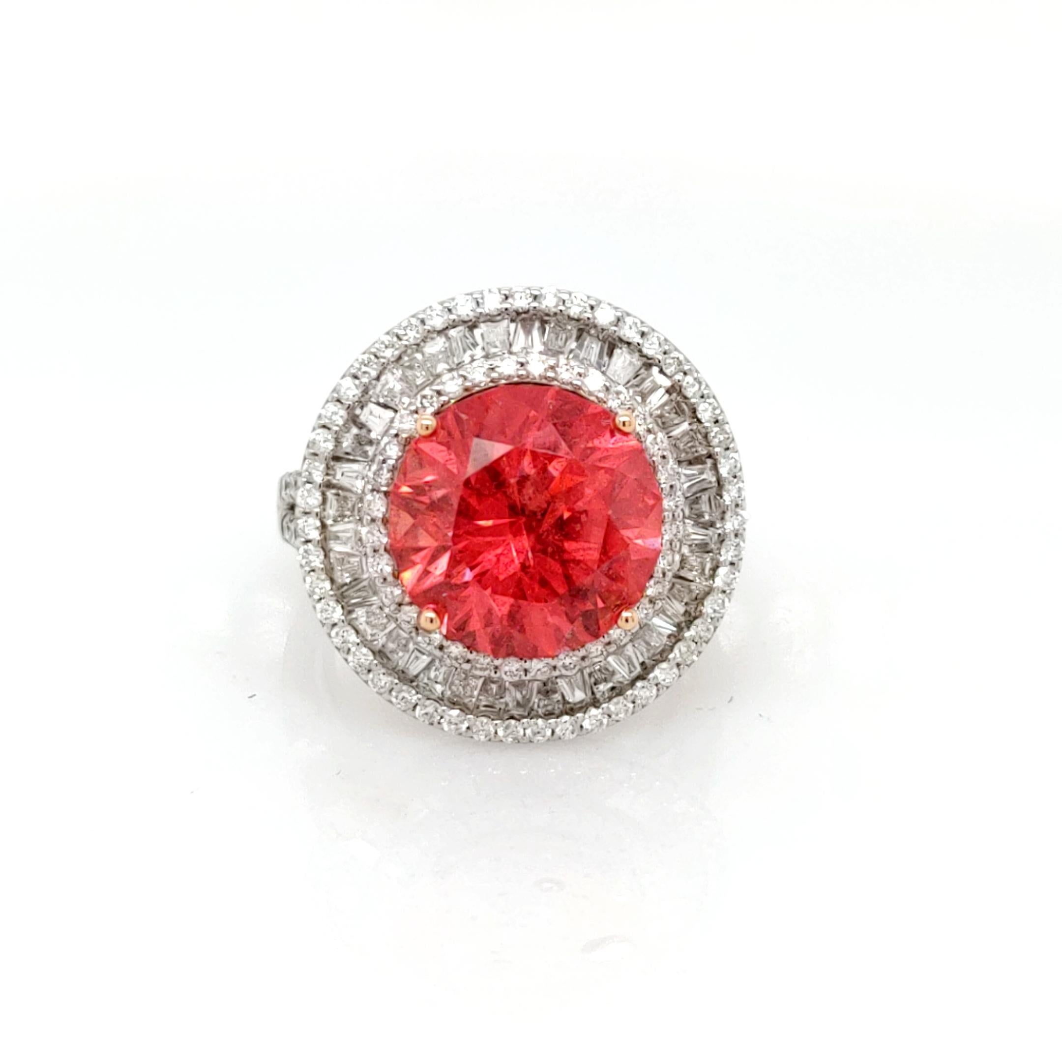 For Sale:  Rhodochrosite and Diamond Halo Ring  4