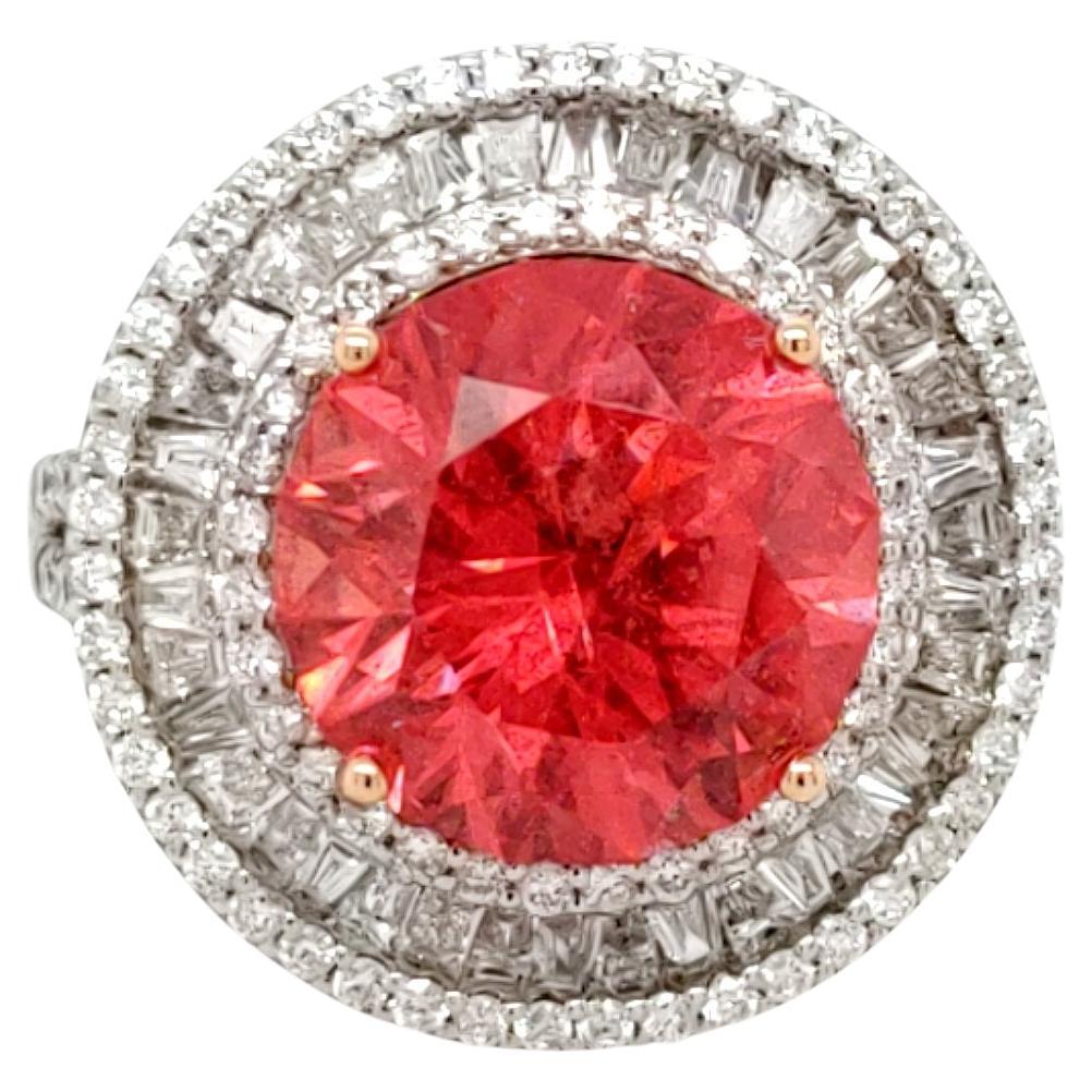 For Sale:  Rhodochrosite and Diamond Halo Ring