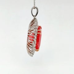 Rhodochrosite and Diamond Pendant Necklace