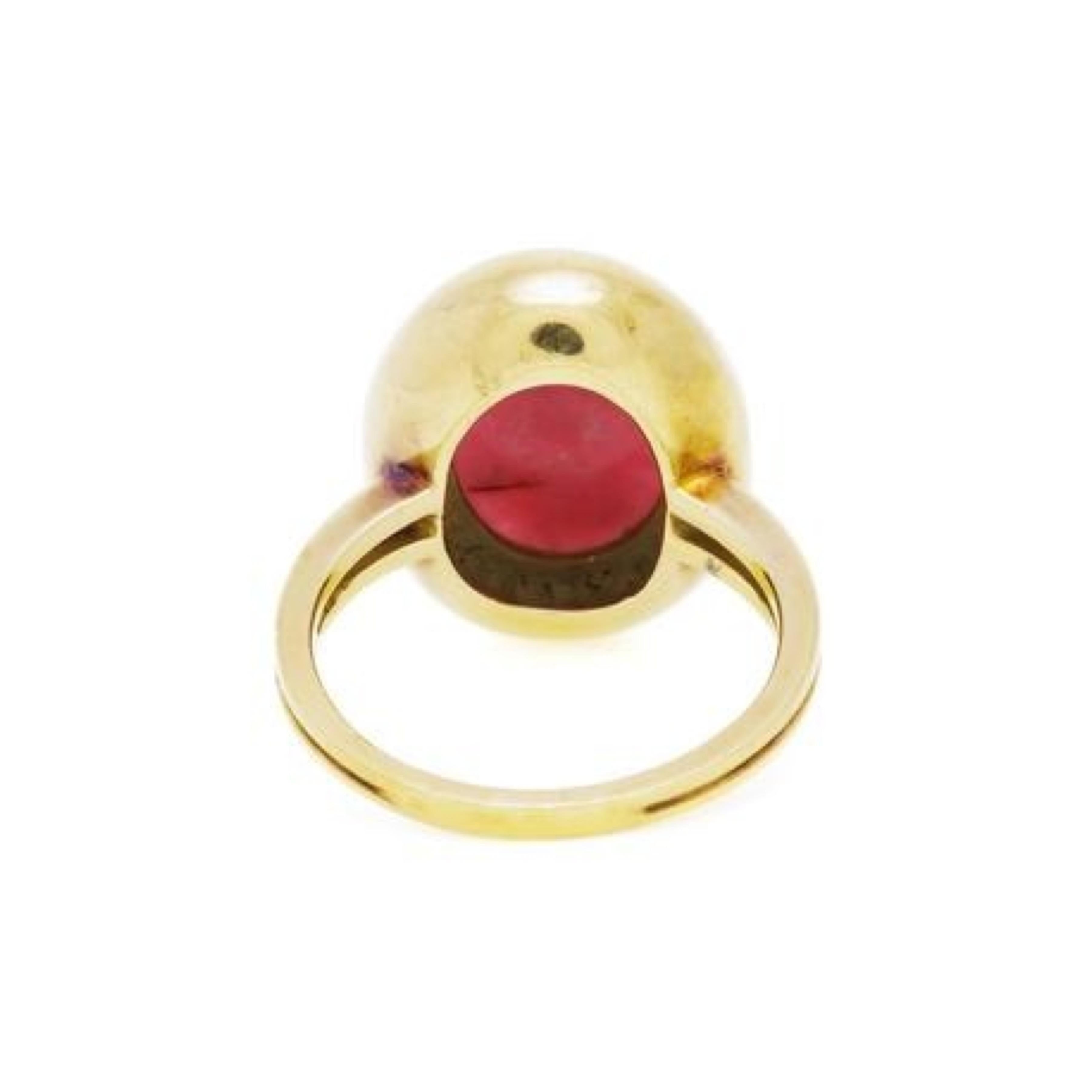 18 Karat Gelbgold Ring mit Rhodochrosit-Cabochon-Diamanten (Zeitgenössisch)
