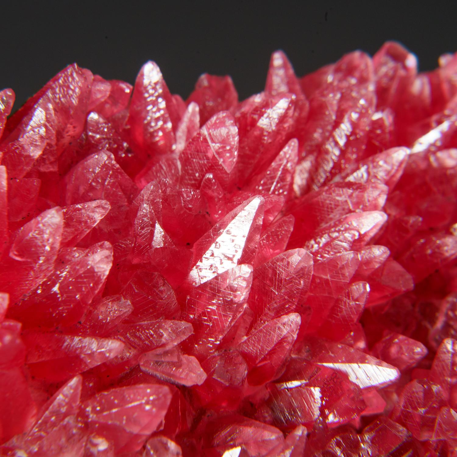 From N'Chwaning Mine, Kalahari Manganese Field, Northern Cape Province, South Africa.
Transparent deep-red scalenohedral rhodochrosite crystal with lustrous faces. The rhodochrosite crystals look beautiful when viewed under magnification.


Weight: