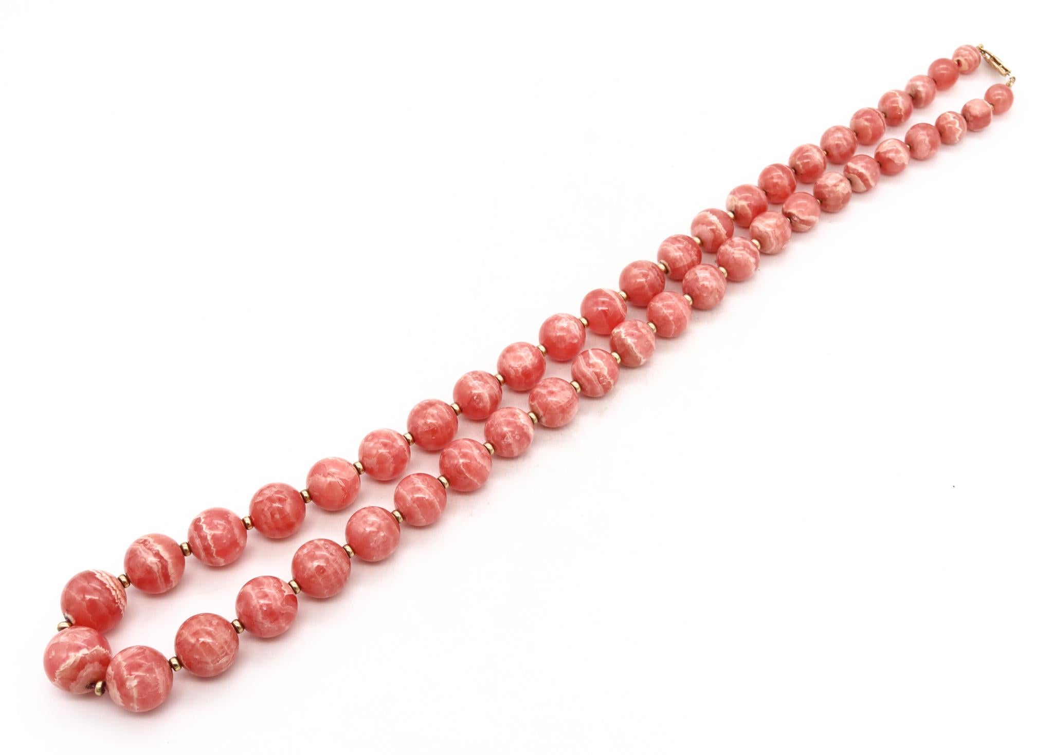 Women's Rhodochrosite Graduated Necklace in 18Kt Gold with 645.25 Cts Superb Gemstones For Sale