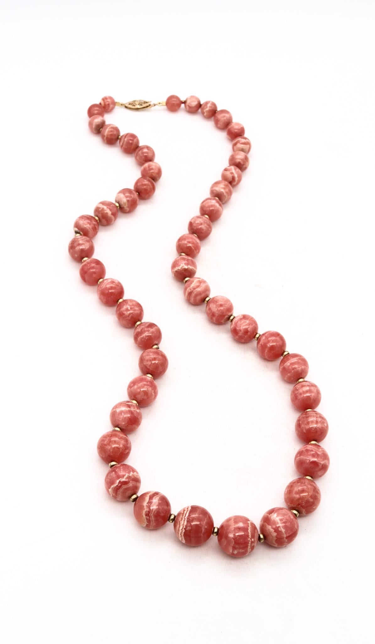 Rhodochrosite Graduated Necklace in 18Kt Gold with 645.25 Cts Superb Gemstones For Sale 2