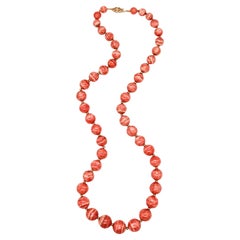 Vintage Rhodochrosite Graduated Necklace in 18Kt Gold with 645.25 Cts Superb Gemstones