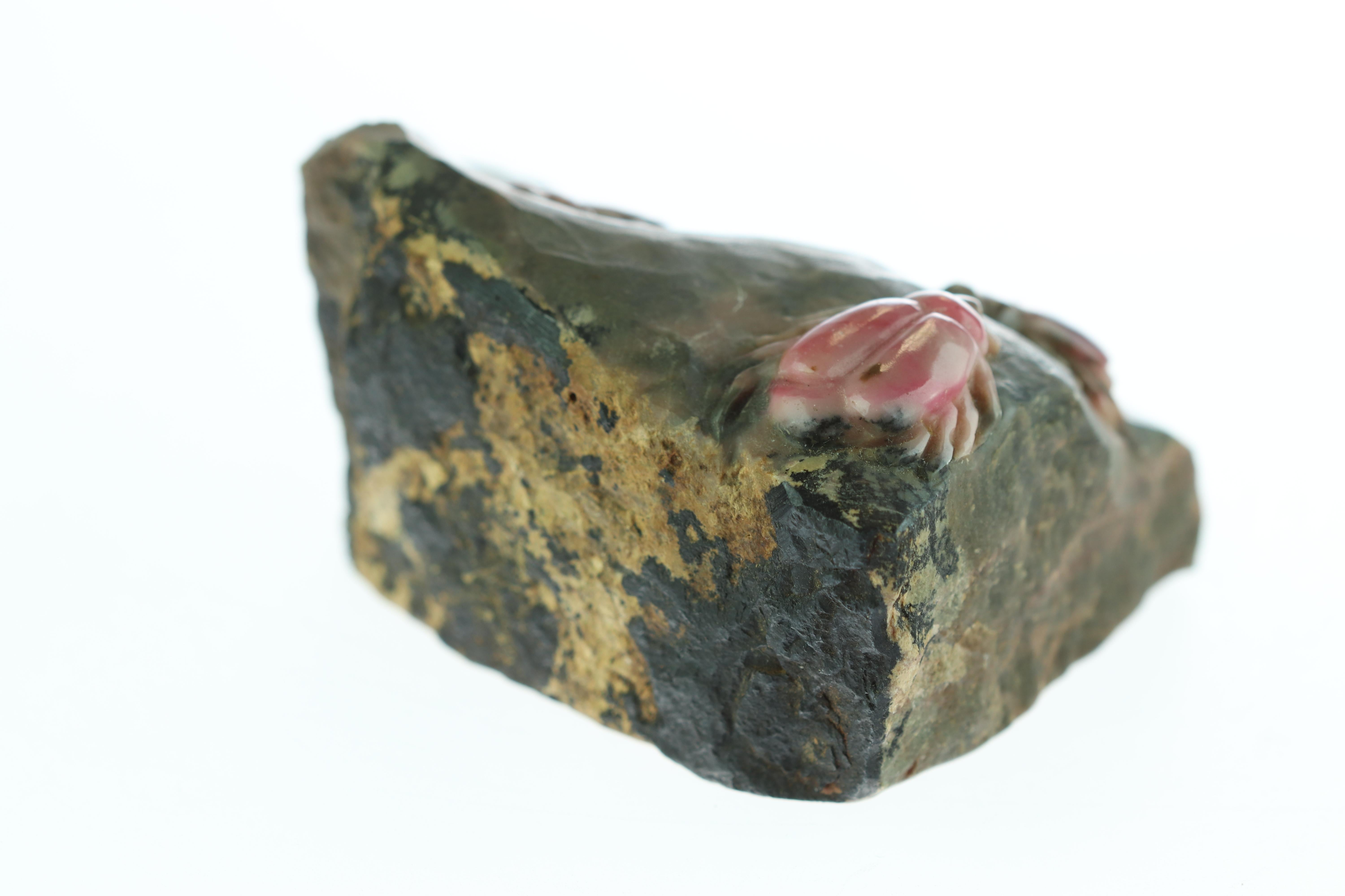 Hong Kong Rhodochrosite Insects Gemstone Carved Animal Handmade Chinese Statue Sculpture For Sale