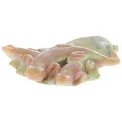 Rhodochrosite Lizard Gemstone Carved Animal Handmade Chinese Sculpture