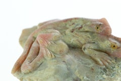 Rhodochrosite Lizard Gemstone Carved Animal Handmade Chinese Statue Sculpture