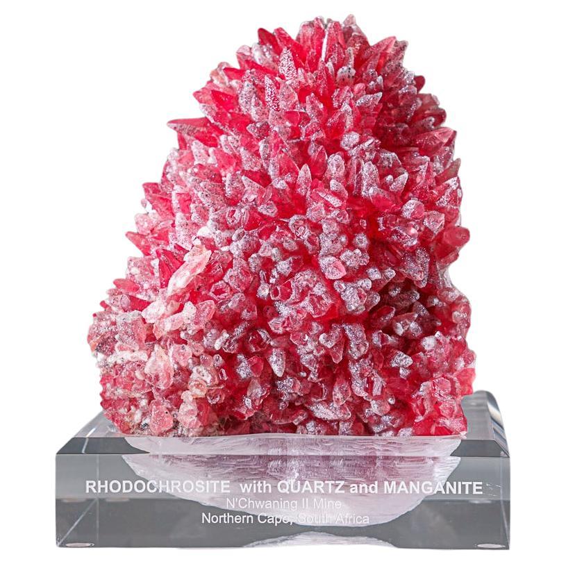 Rhodochrosite on Manganite from N'Chwaning II Mine, South Africa