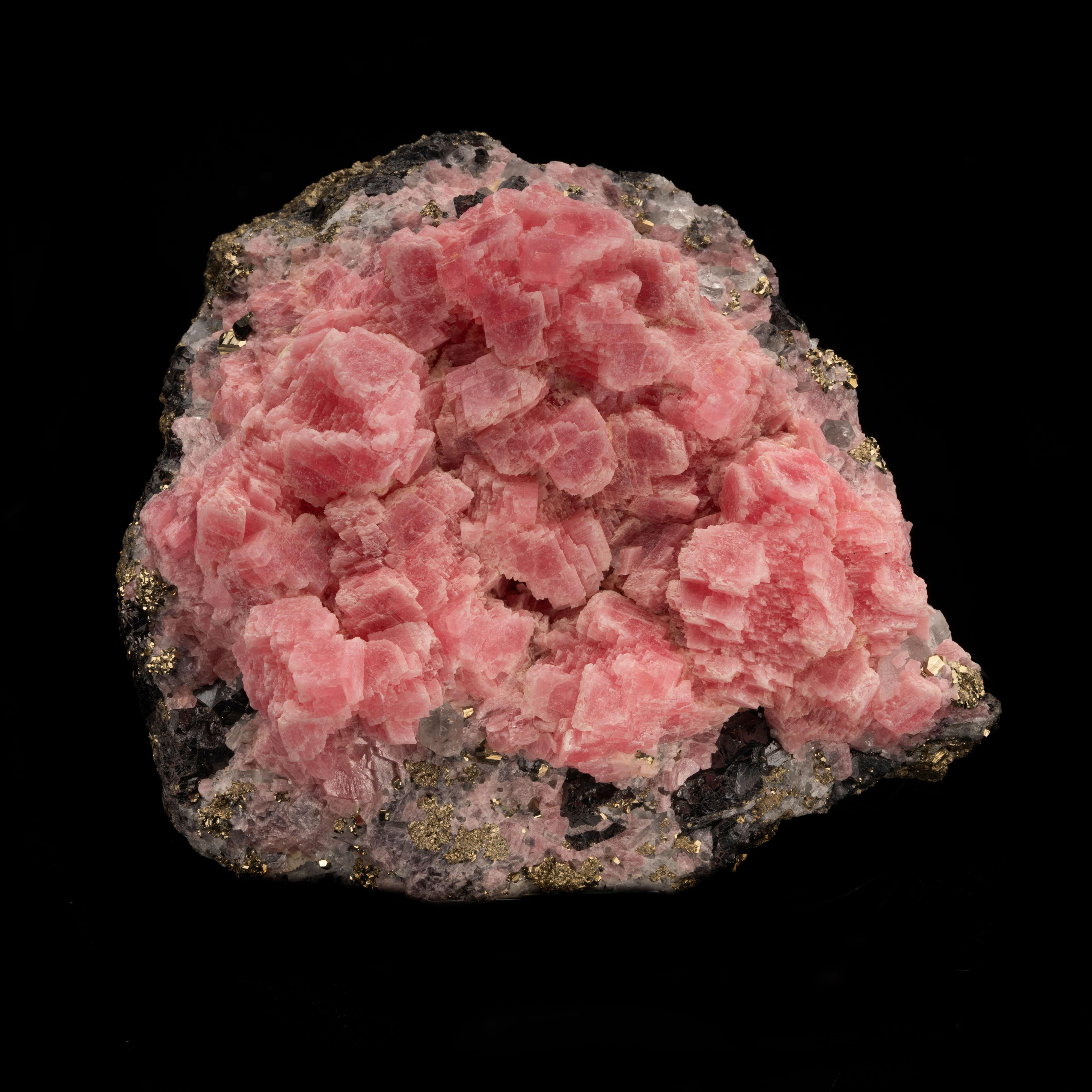 Rhodochrosite on Pyrite and Tetrahedrite In New Condition For Sale In New York, NY