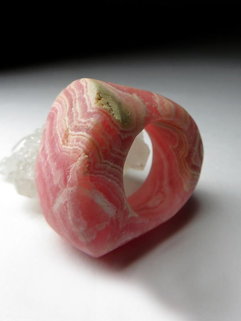 Rhodochrosite Ring Solid Stone Ring Statement Jewelry For Sale 4