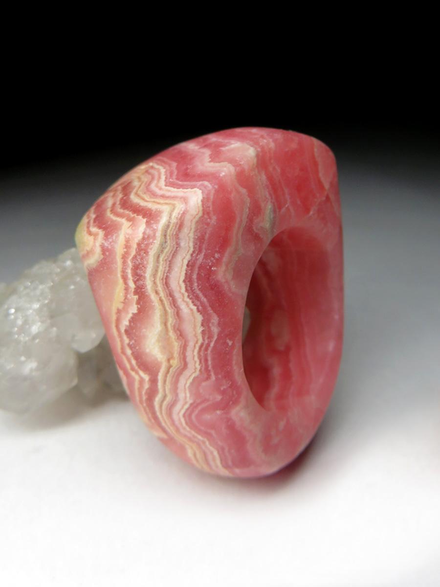 Artisan Rhodochrosite Ring Solid Stone Ring Statement Jewelry For Sale