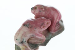 Rhodochrosite Seal Figurine Carved Animal Handmade Chinese Statue Sculpture