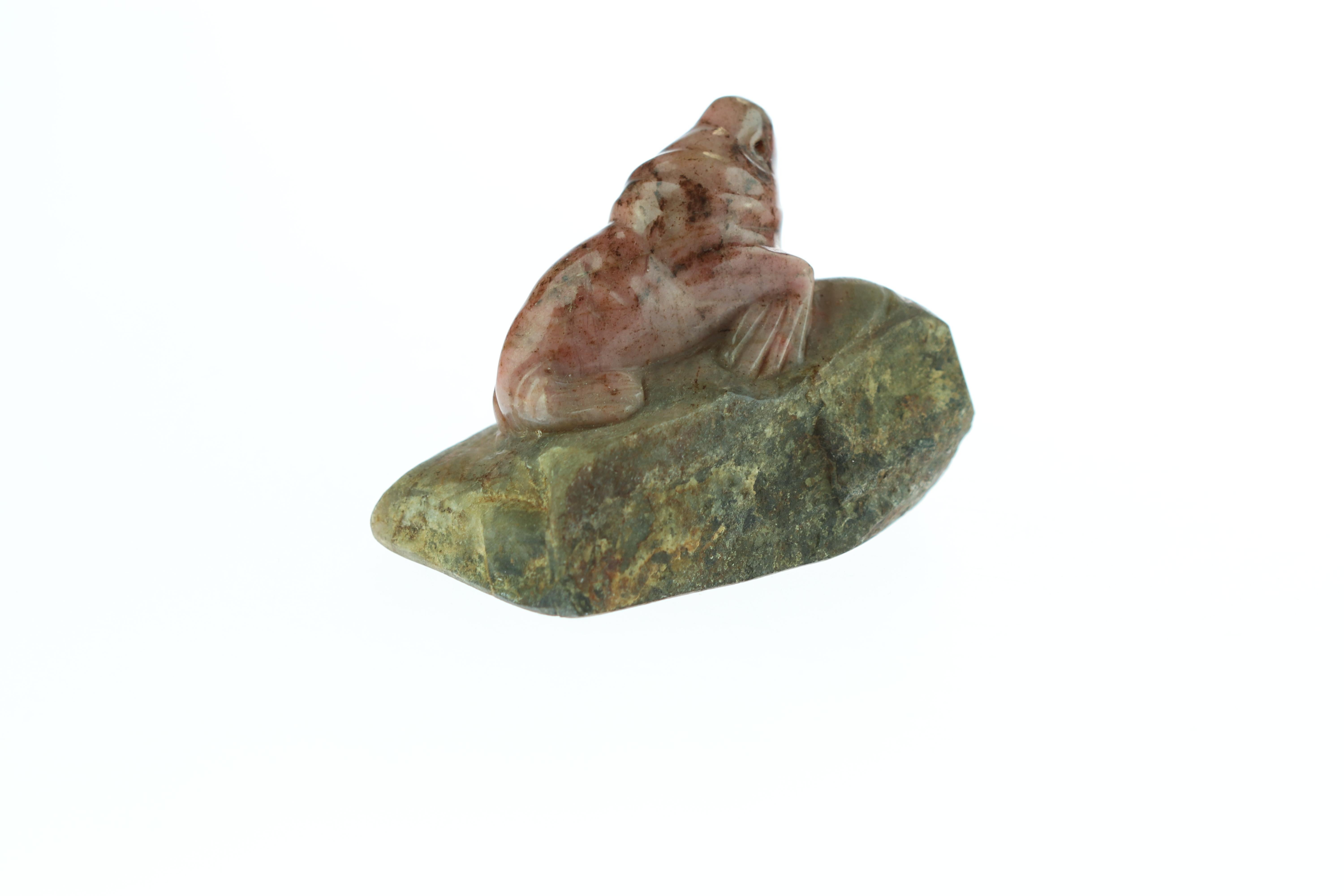 Hand-Carved Rhodochrosite Seal Gemstone Carved Animal Handmade Chinese Sculpture For Sale