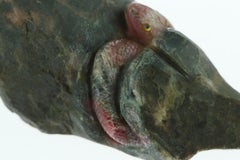 Rhodochrosite Snake Frog Figurine Carved Animal Artisanal Chinese Sculpture