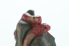 Rhodochrosite Snake Gemstone Carved Animal Handmade Chinese Statue Sculpture