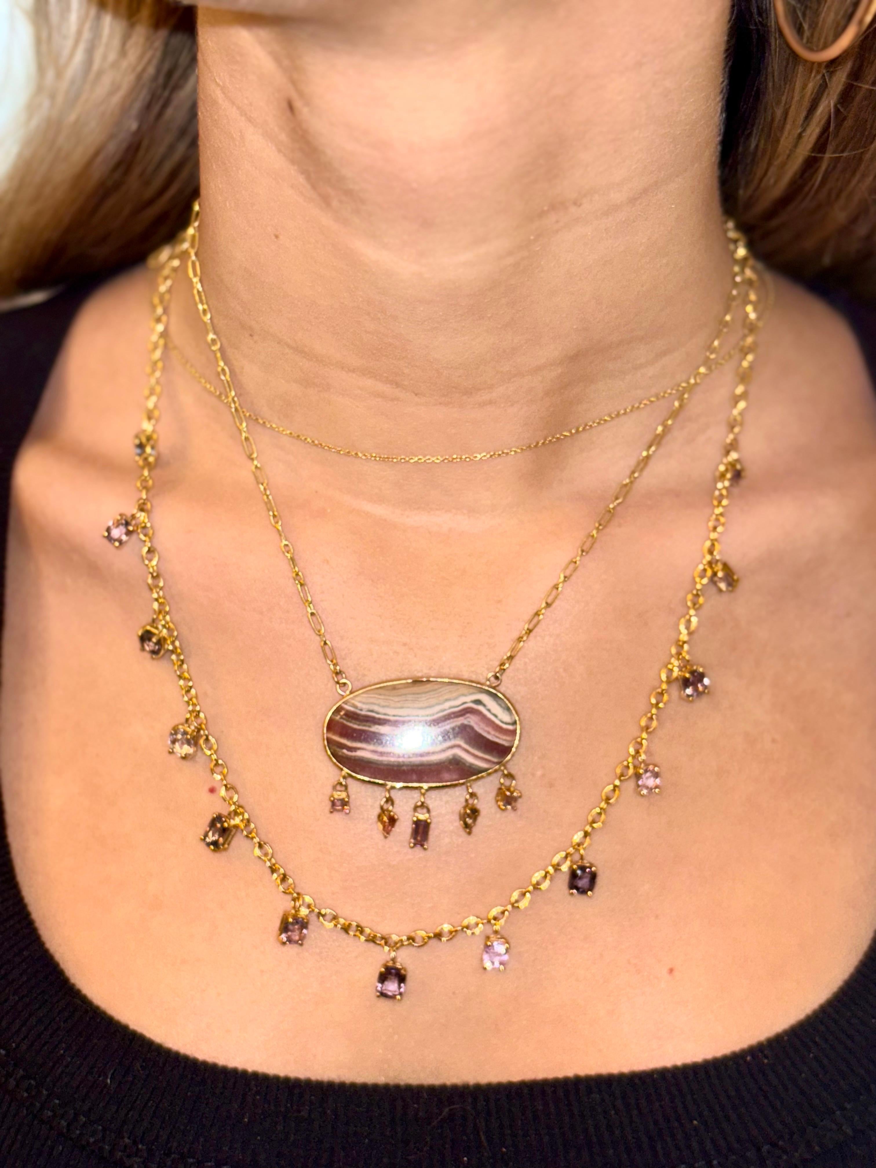 Collana con rodochrosite e spinello e catena in oro 14k in vendita 2