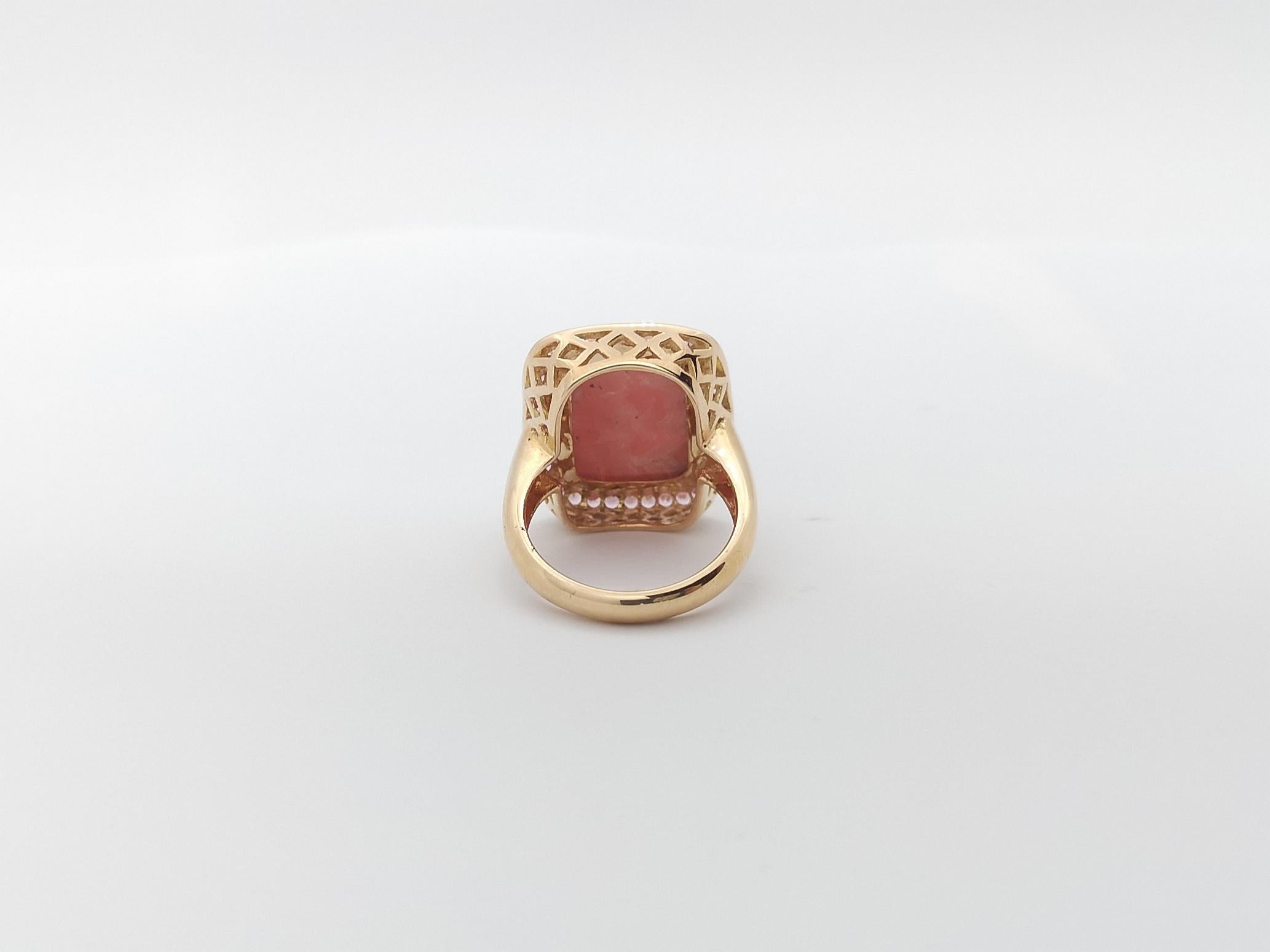 Rhodochrosite with Pink Sapphire Ring set in 18K Rose Gold Settings For Sale 3