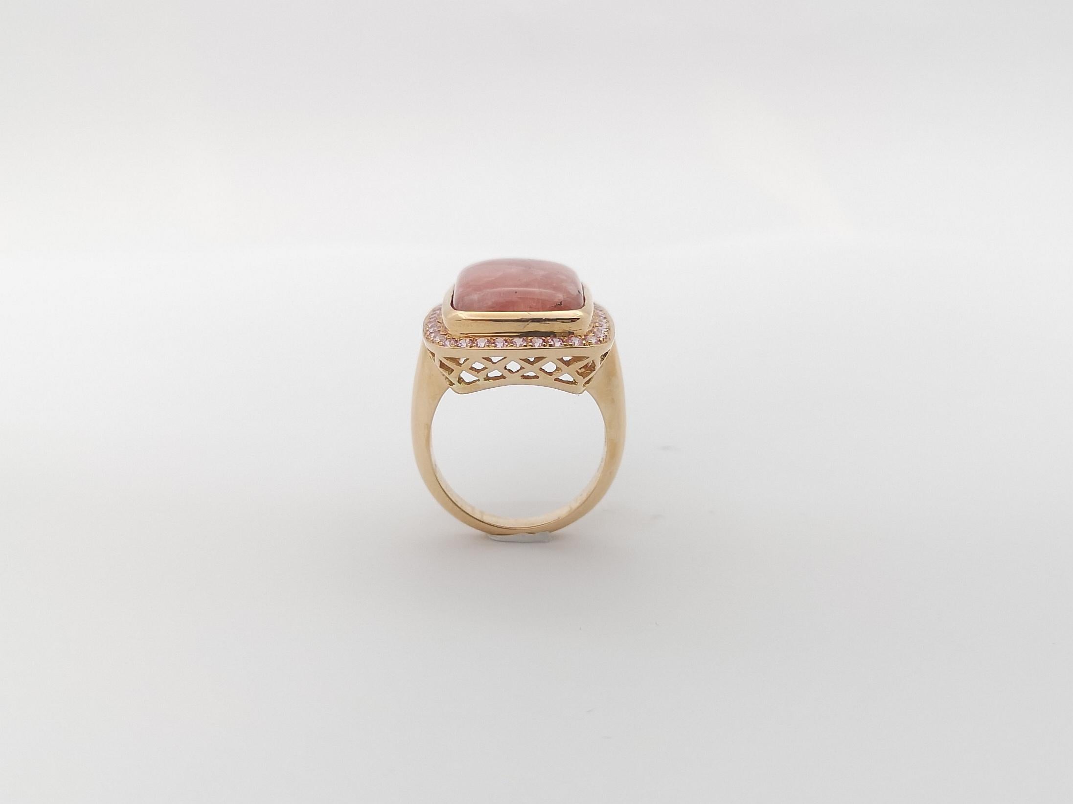 Rhodochrosite with Pink Sapphire Ring set in 18K Rose Gold Settings For Sale 4