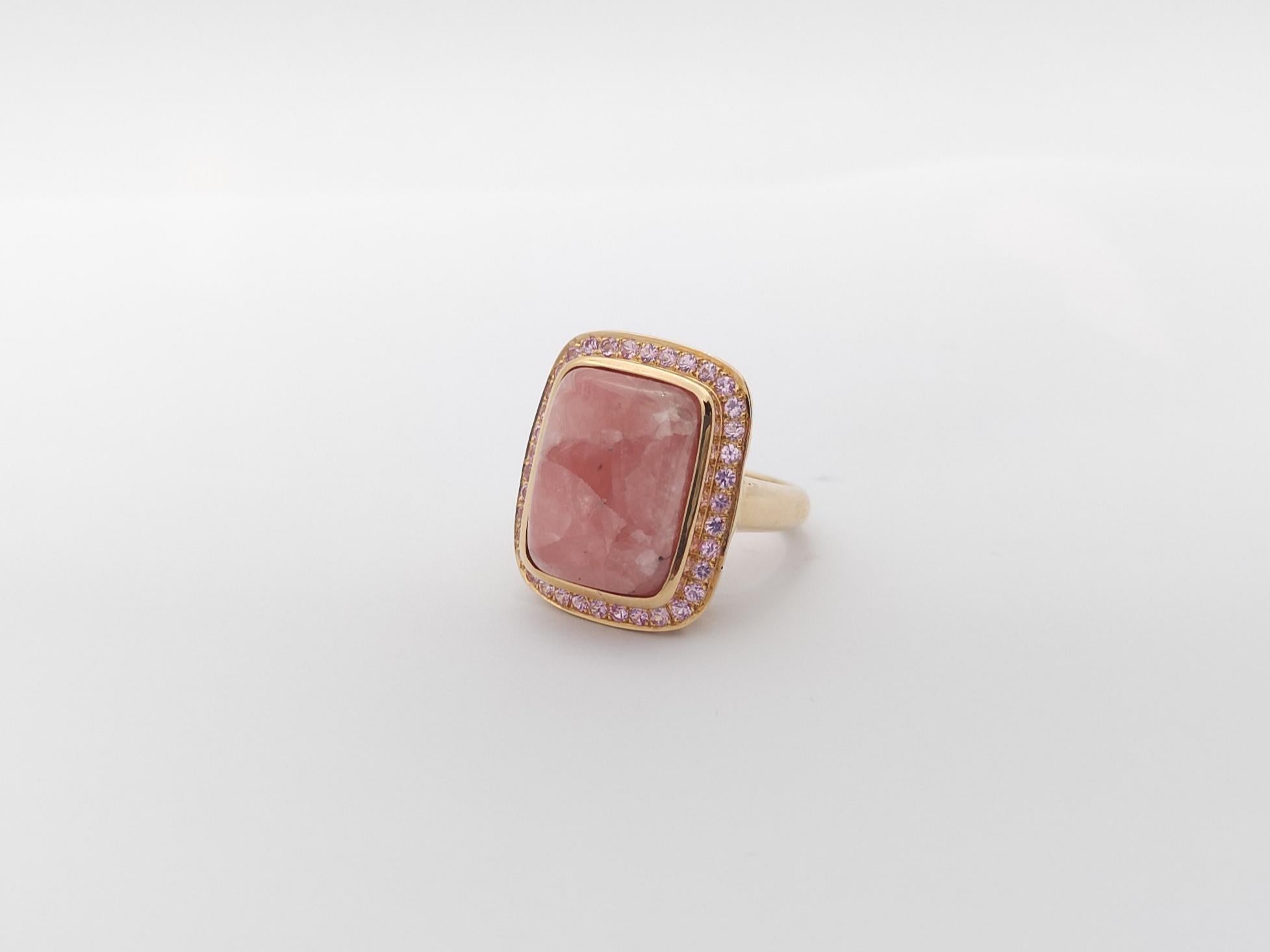 Rhodochrosite with Pink Sapphire Ring set in 18K Rose Gold Settings For Sale 2