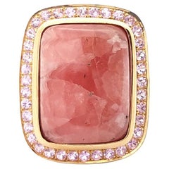 Rhodochrosite with Pink Sapphire Ring set in 18K Rose Gold Settings