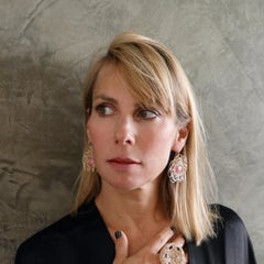 Rhodochrosite.framed style handmade & designed One-of-a-Kind earrings by artist