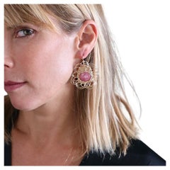 Rhodochrosite, boucles d'oreilles uniques en leur genre, faites à la main et conçues par l'artiste