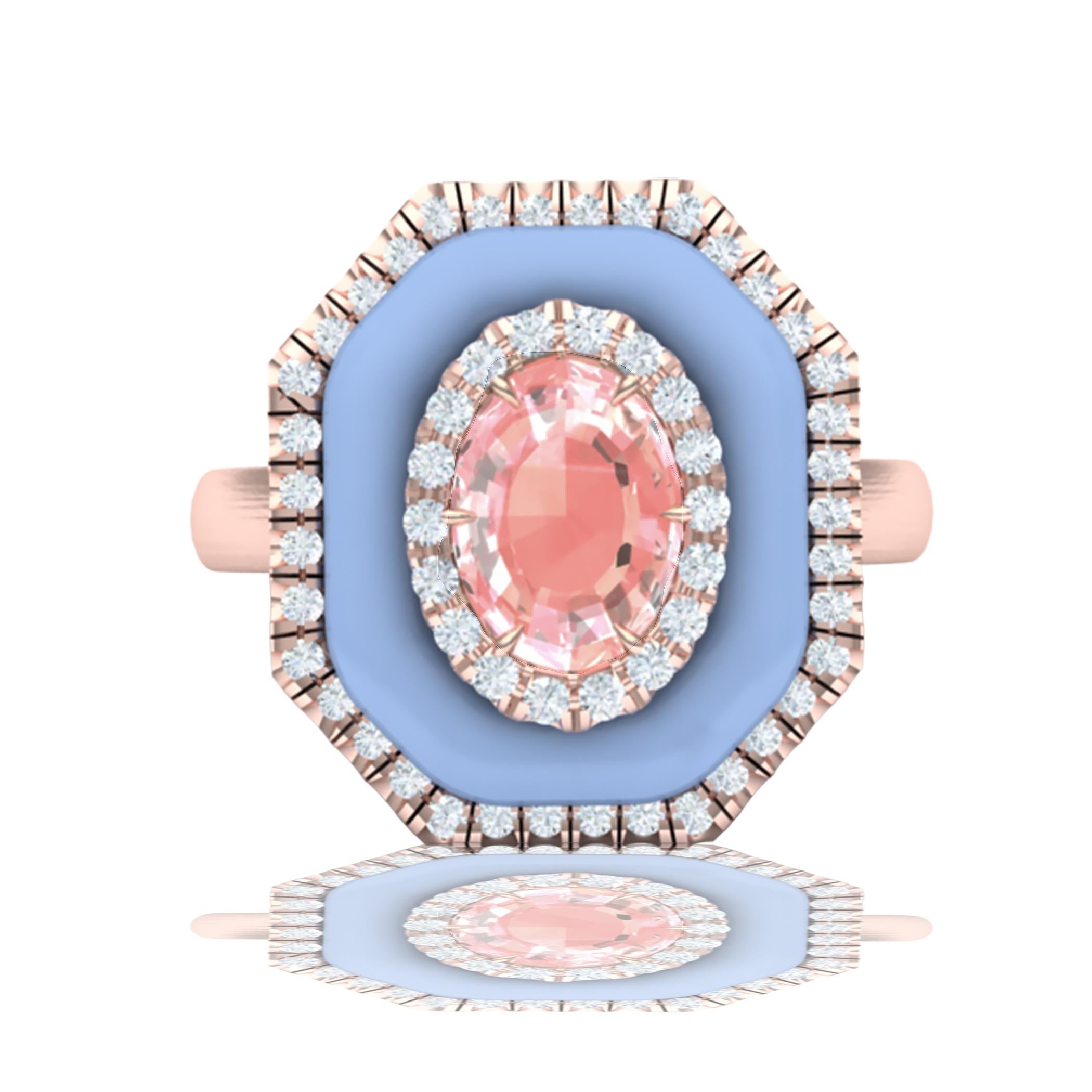 Modern Rhodocrosite and Diamond Cocktail Ring For Sale