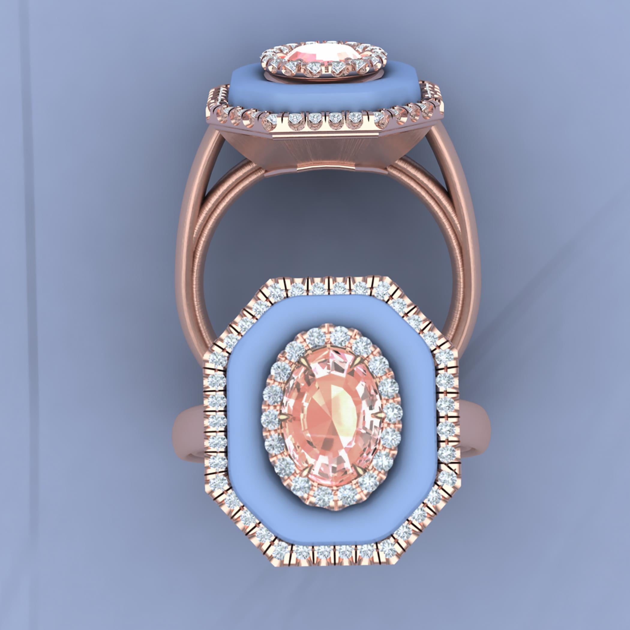 Women's or Men's Rhodocrosite and Diamond Cocktail Ring For Sale